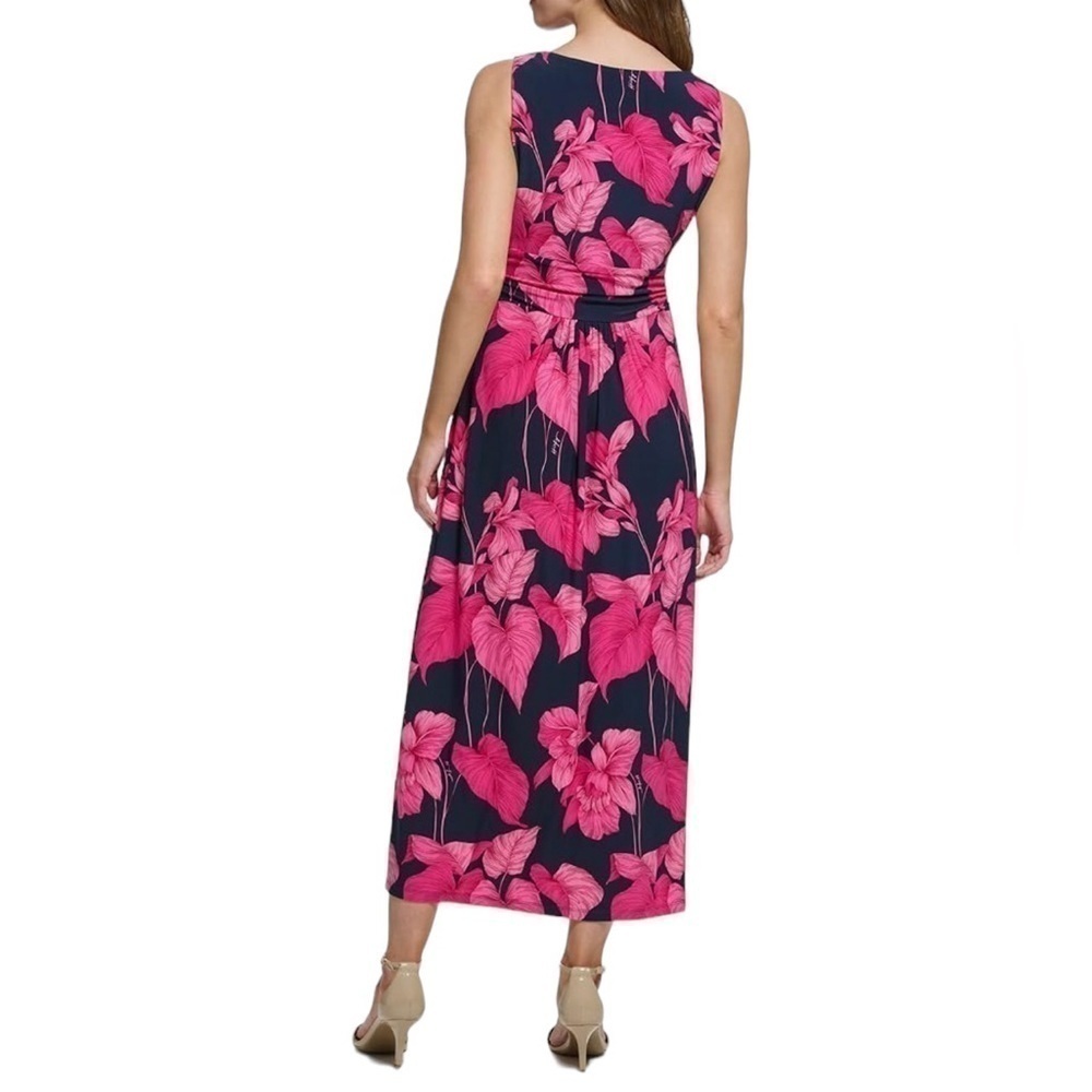 Tommy Hilfiger Women's Jersey Empire Dress, tropical floral v-neckline size 8 - Picture 3 of 14